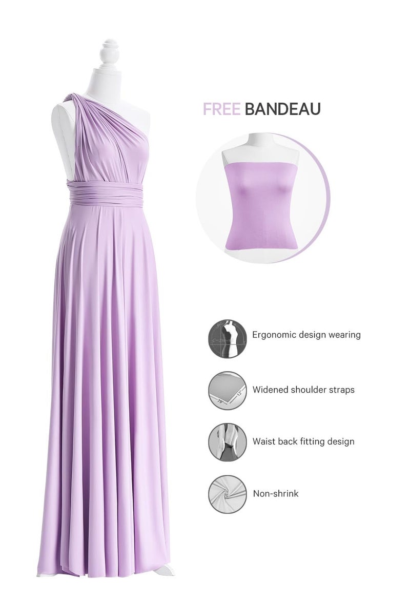 72styles Women's Bridesmaid Dresses Long Convertible Dress High Neck Elastic Formal Evening Dress for Women Lavender - Image 2